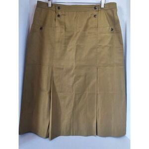 Marina Rinaldi Skirt Olive Green Midi A-Line Button Front Made in Italy US 14/16
